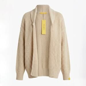 NWT Yellow Label Co. Amalfi Open Cardigan Honey Beige - 100% Cotton - Size L
